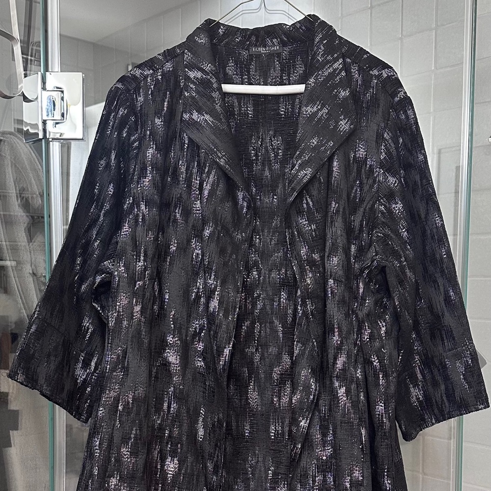 Eileen Fisher Black and White Patterned Blazer